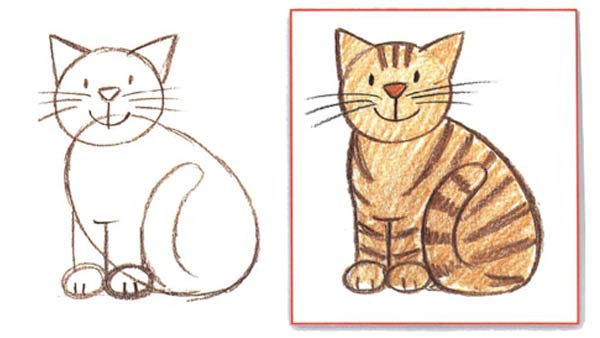 Рисуем поэтапно карандашом сидячего кота