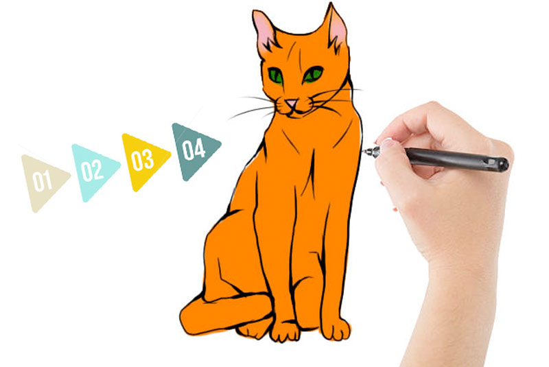 Реалистичный рисунок кошки
